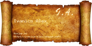 Ivanics Alex névjegykártya